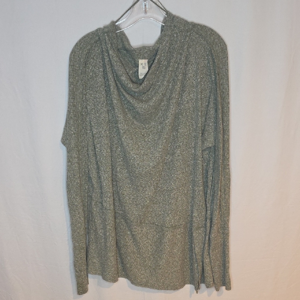 We The Free Gray/Green Cowl Neck Sweater